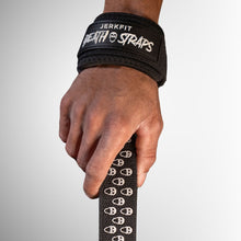 Load image into Gallery viewer, JerkFit Death Straps, Traditional Lifting Straps with Double Sided Skull-Grip