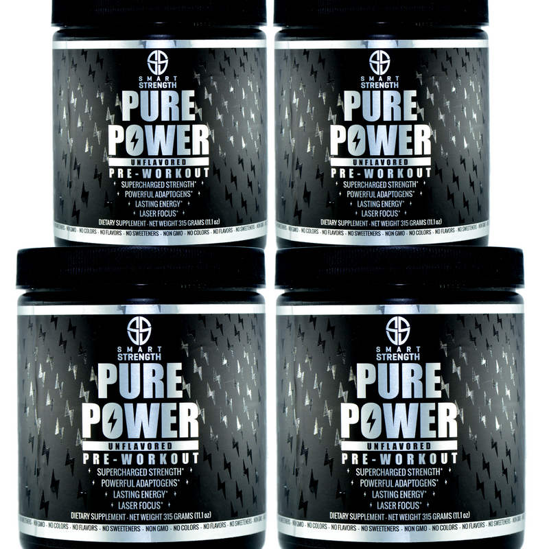 PURE POWER NATURAL PRE WORKOUT - Unflavored - Bundle of 4