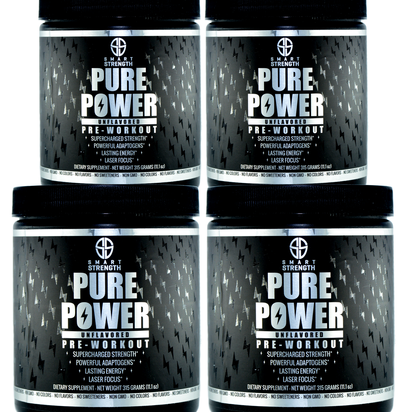 PURE POWER NATURAL PRE WORKOUT - Unflavored - Bundle of 4