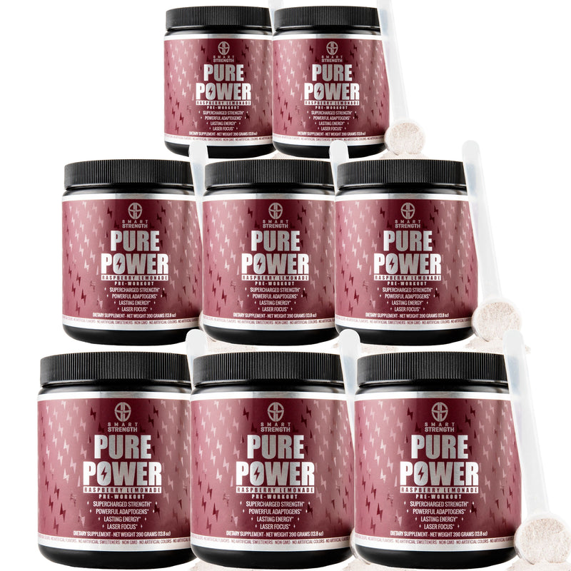 PURE POWER NATURAL PRE WORKOUT - Raspberry Lemonade - Bundle of 8