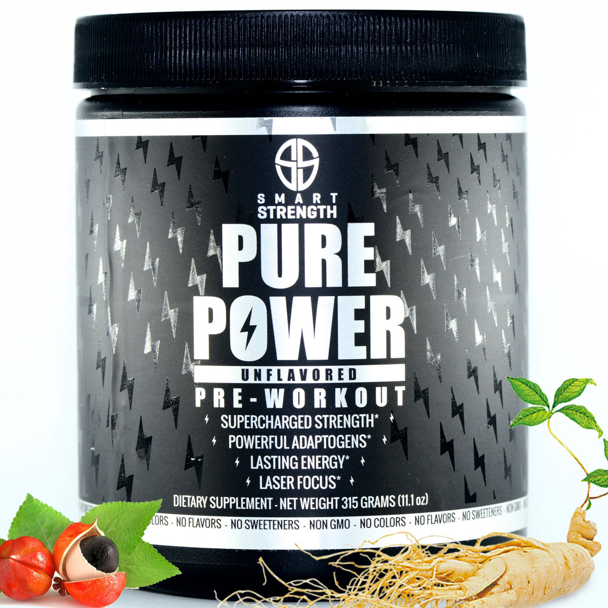 PURE POWER NATURAL PRE WORKOUT - Unflavored - 315 grams (11.1 oz ...