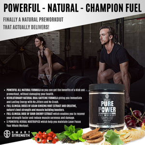 PURE POWER NATURAL PRE WORKOUT - Unflavored -  Bundle of 8
